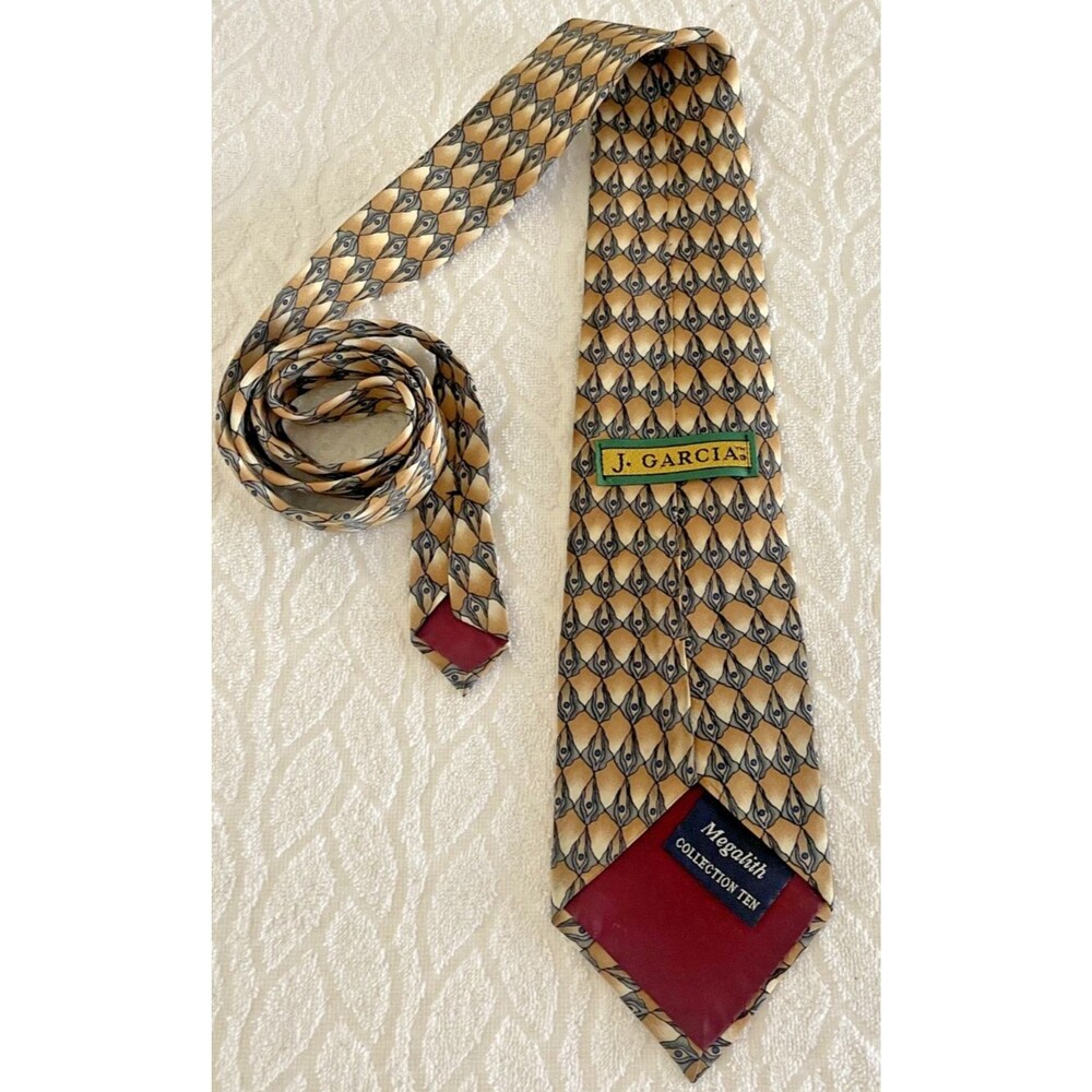 J. GARCIA "MEGALITH" COLLECTION SILK MEN'S TIE BEIGE MULTI-COLOR